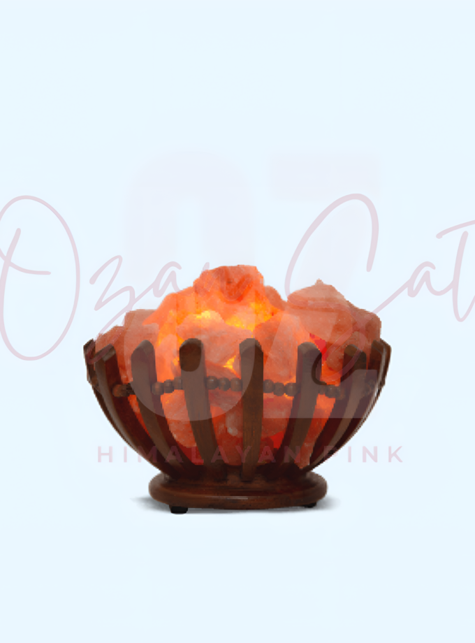 Himalayan Salt Wooden Bowl Lamp