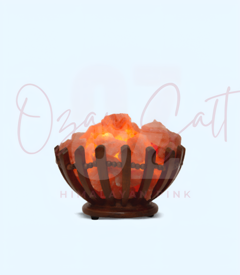 Himalayan Salt Wooden Bowl Lamp