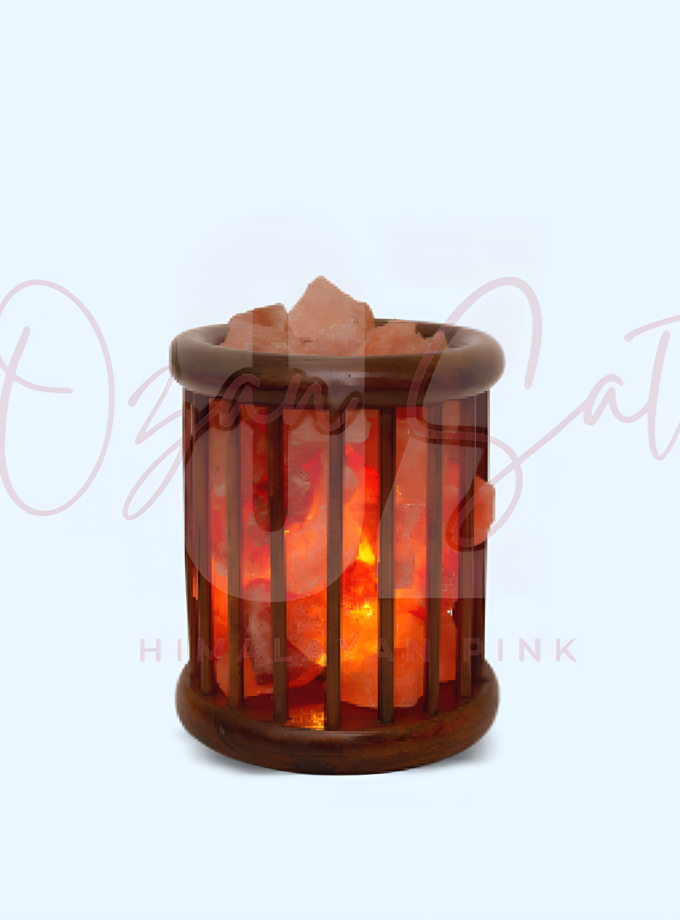 Himalayan Salt Wooden Cage Lamp