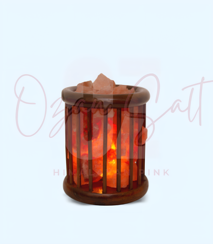 Himalayan Salt Wooden Cage Lamp