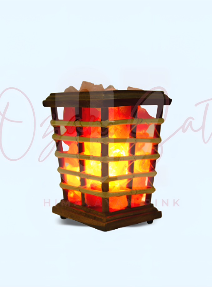 Himalayan Salt Wooden Cane Lamp