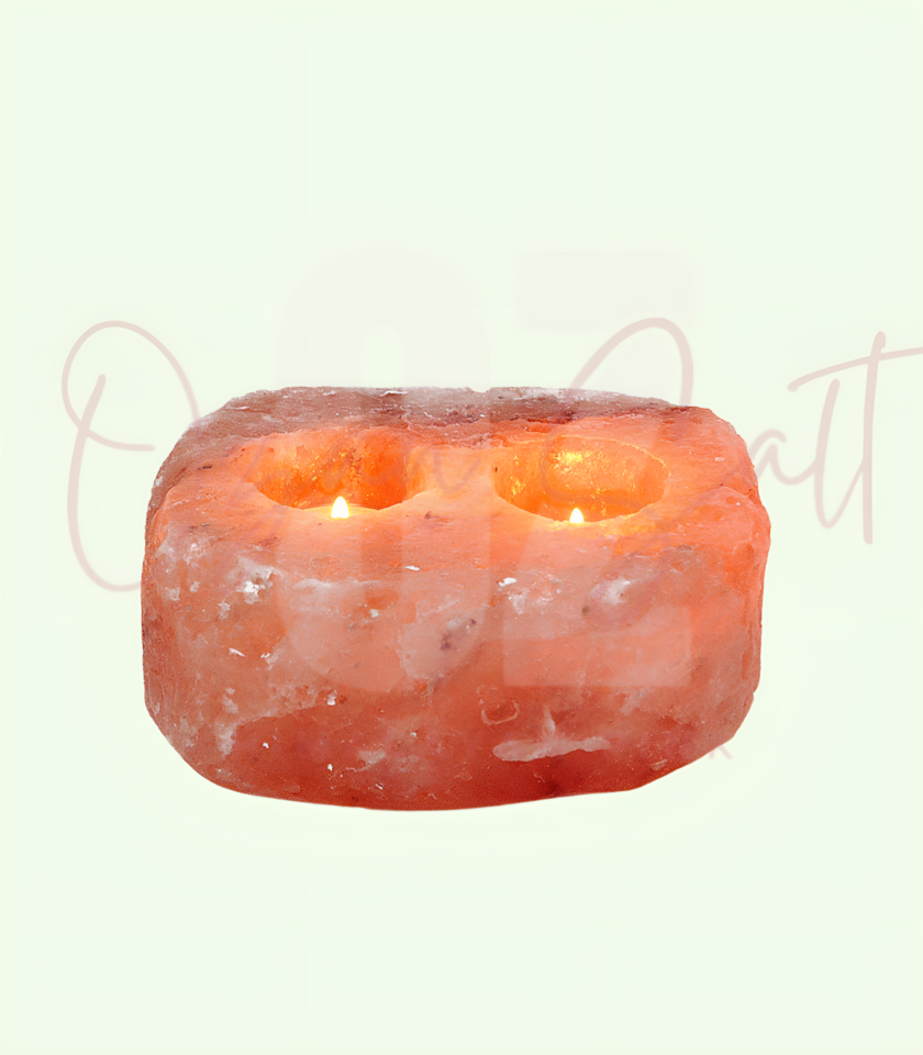 Himalayan Salt Two Hole Tealight Holder