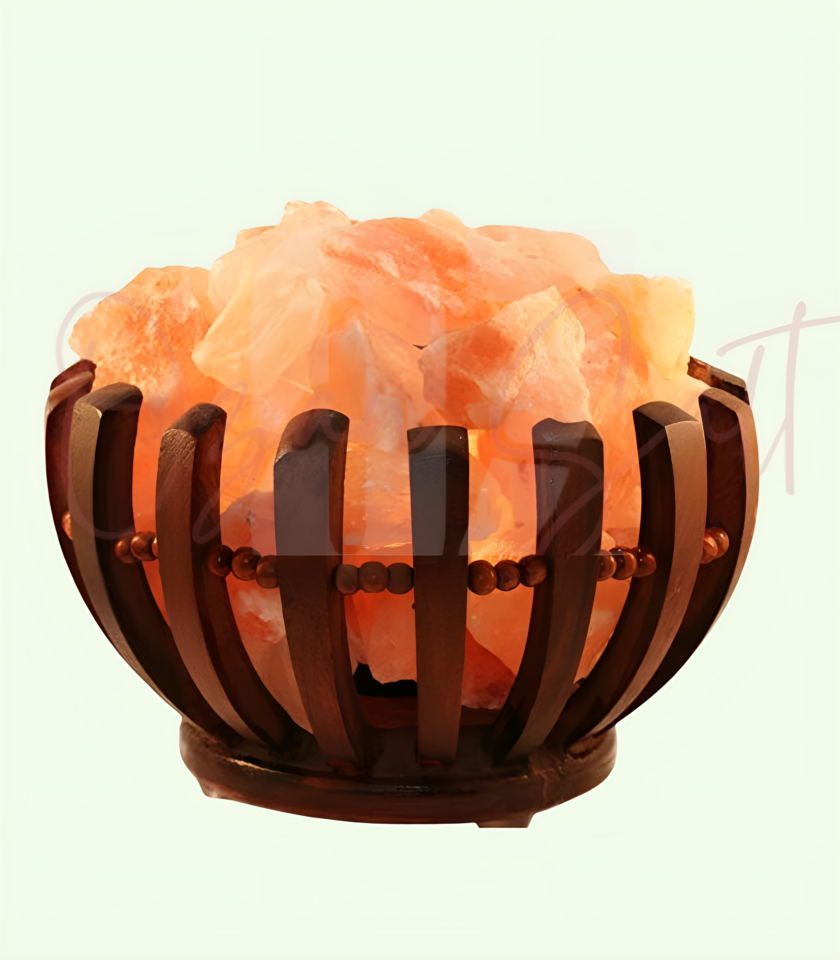 Himalayan Salt Wooden Bowl Lamp